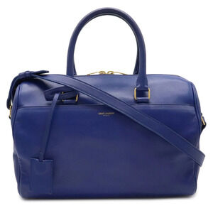 SAINT LAURENT PARIS YSL Yves Saint Duffle Handbag Shoulder Leather Blue